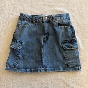 Girls 8 Jessica Simpson Denim Adjustable Cargo Mini Skirt Y2K Utility Pockets